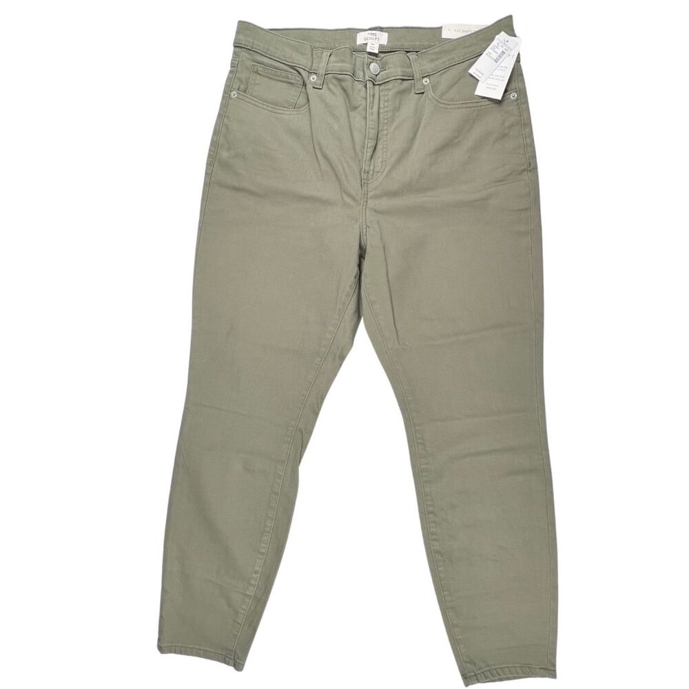 M Jeans Pants 14W Olive Green Neutral Tone Denim Casual Skinny High Rise Jeans - Picture 13 of 14